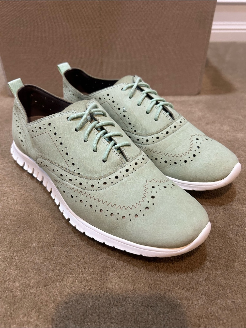 Cole Haan Zero Grand Mint Green Wingtip Oxford Nubuck Size 7B Women's